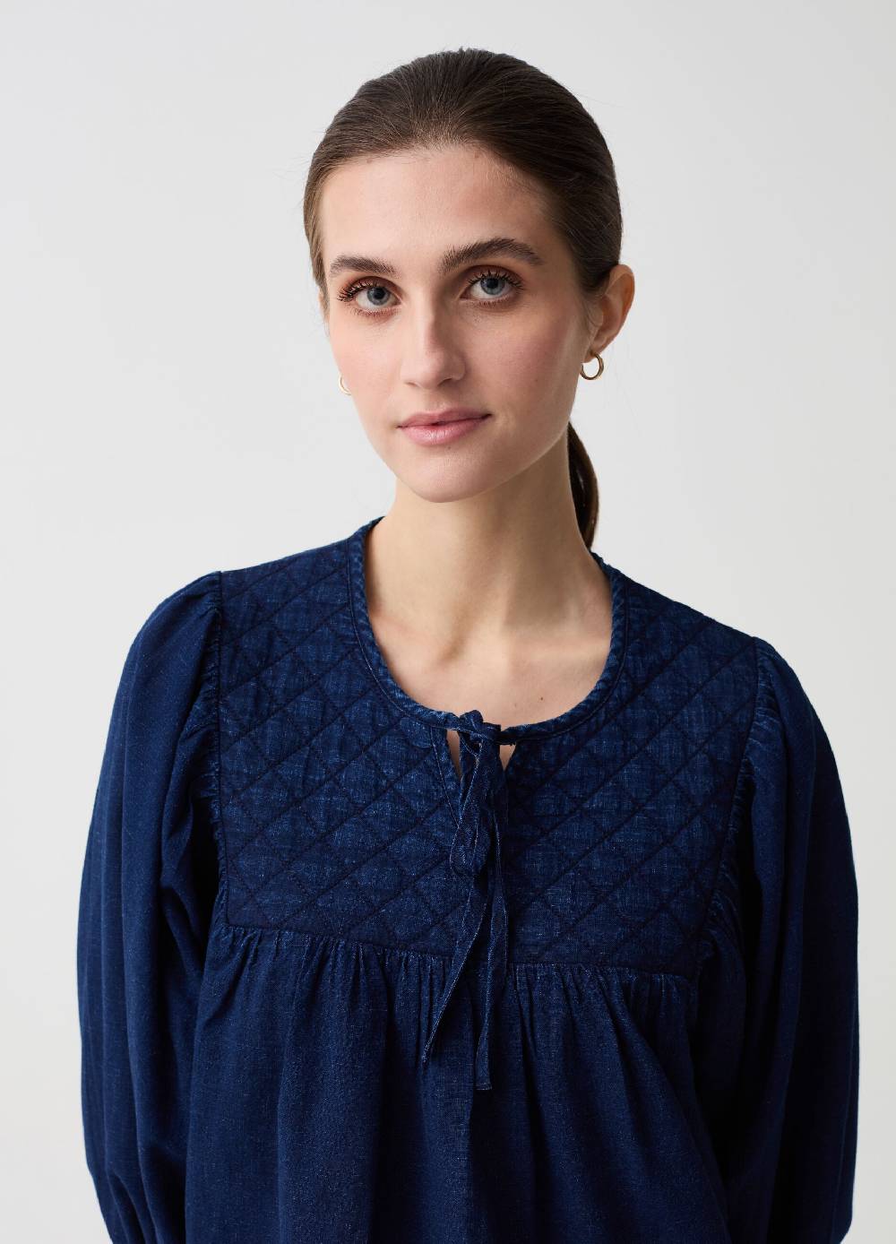 Ovs Blusa in denim con ricamo a rombi Soddisfazione Garantita