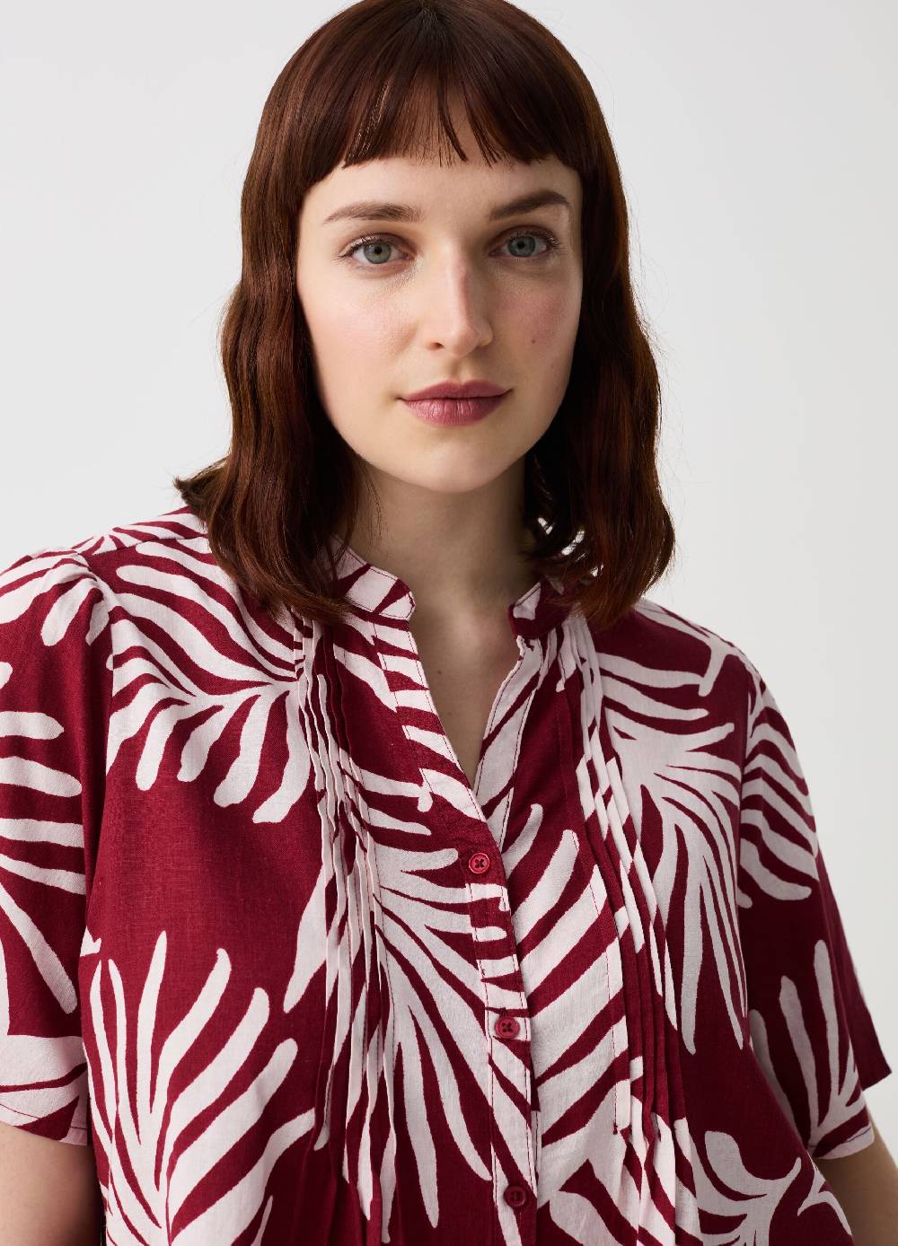 Ovs Blusa in lino e viscosa con bottoni Curvy Moda