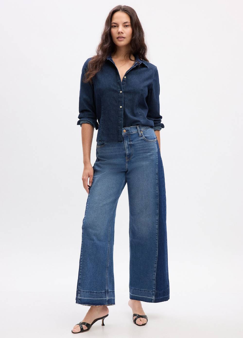 Ovs Jeans wide leg bicolore a vita alta Soddisfazione Garantita