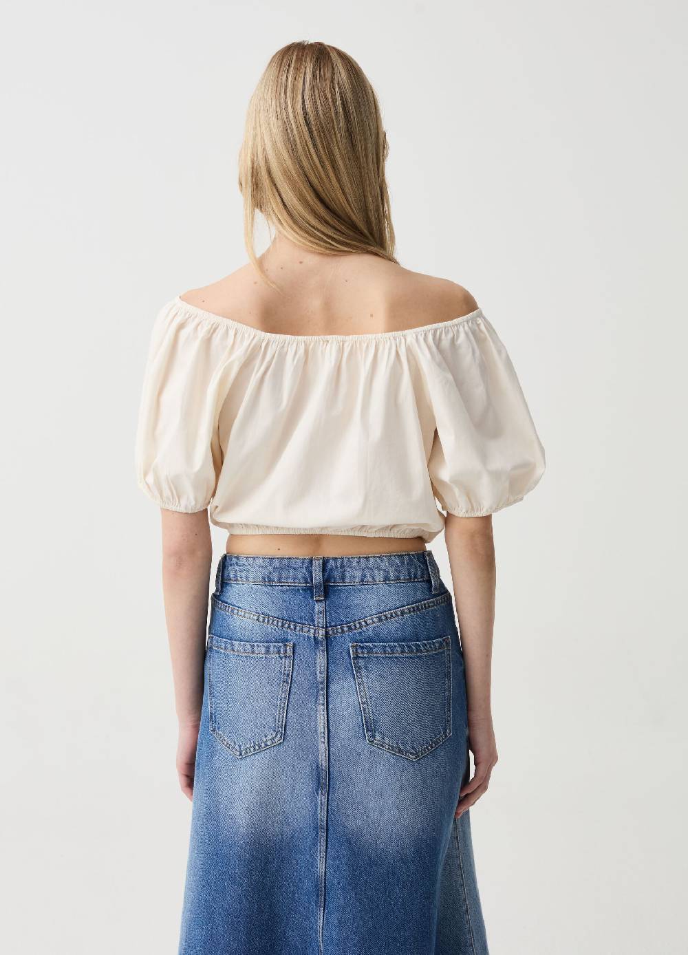 Ovs Crop top in cotone con spalle scoperte Presa