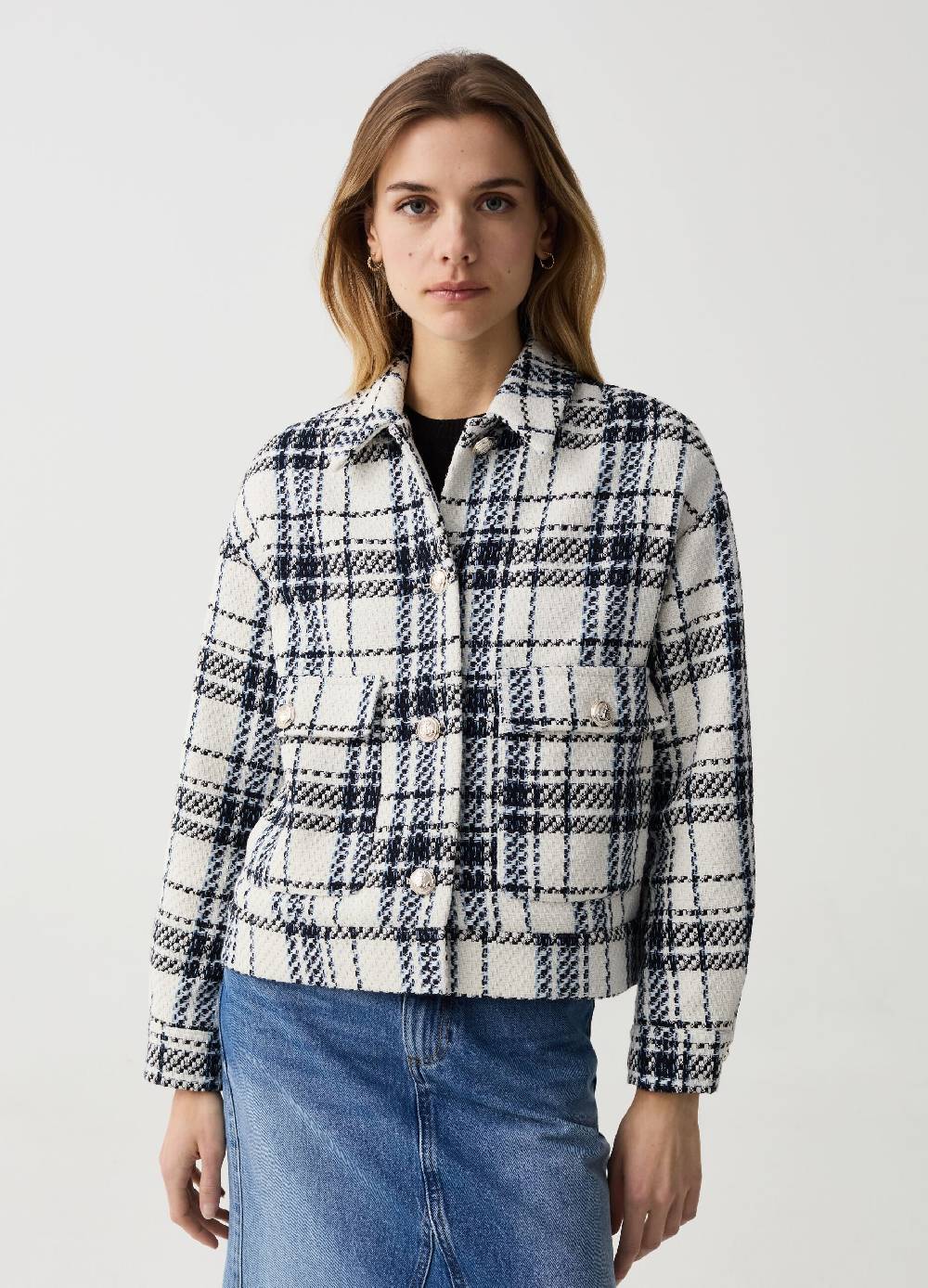 Ovs Shacket in tweed check con bottoni lavorati Offerta