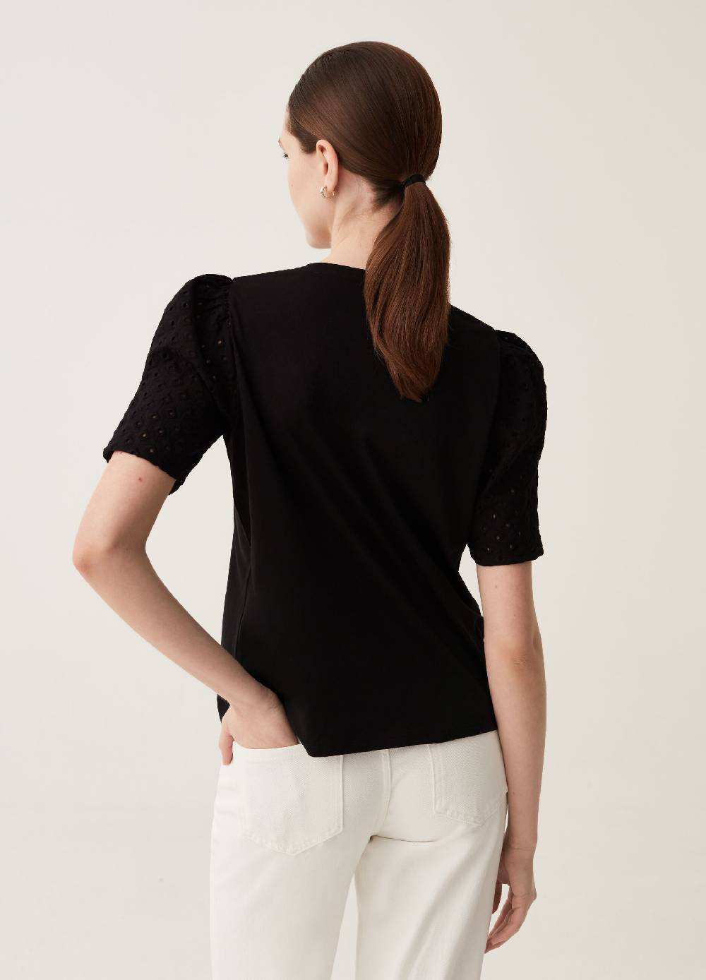 Ovs T-shirt maniche a palloncino in sangallo Economico