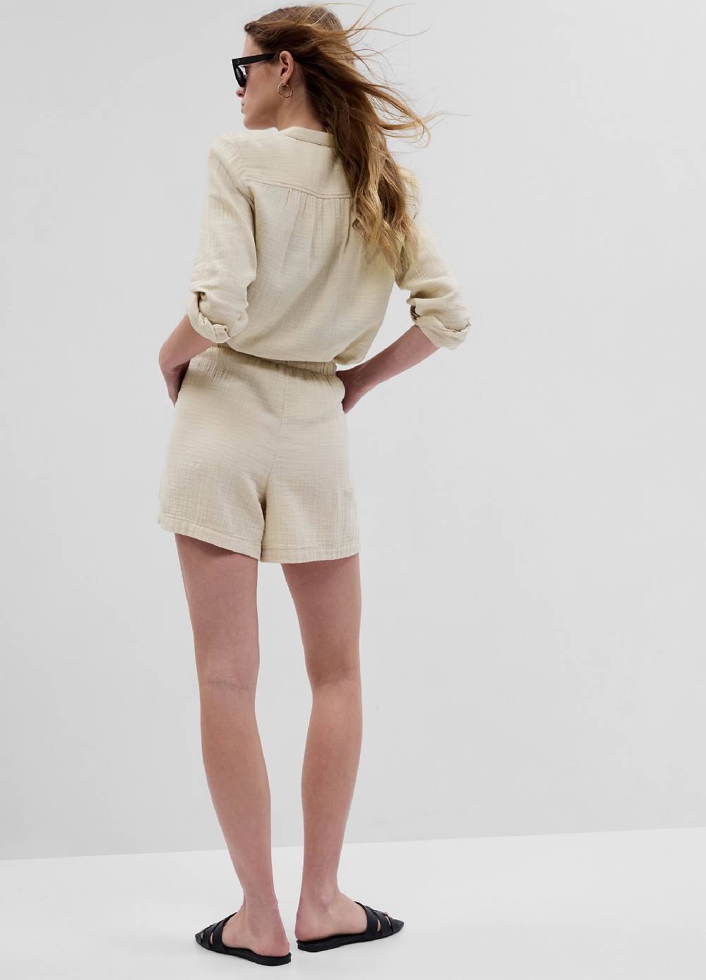 Ovs Shorts in garza di cotone effetto crinkle Online
