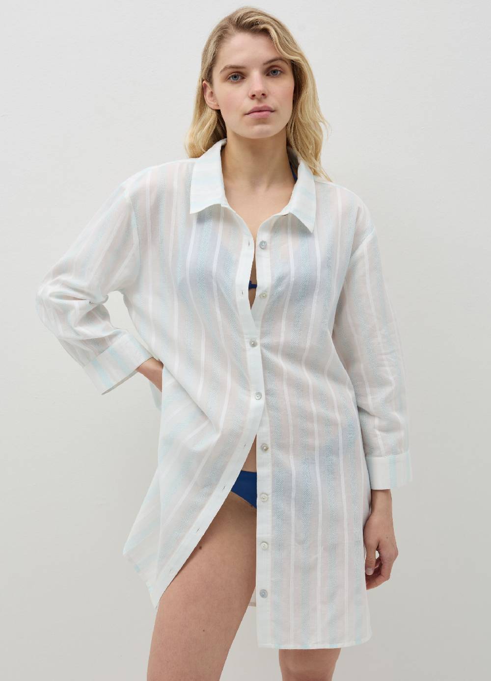 Ovs Camicia copri costume a righe con ricamo Super Saving Price