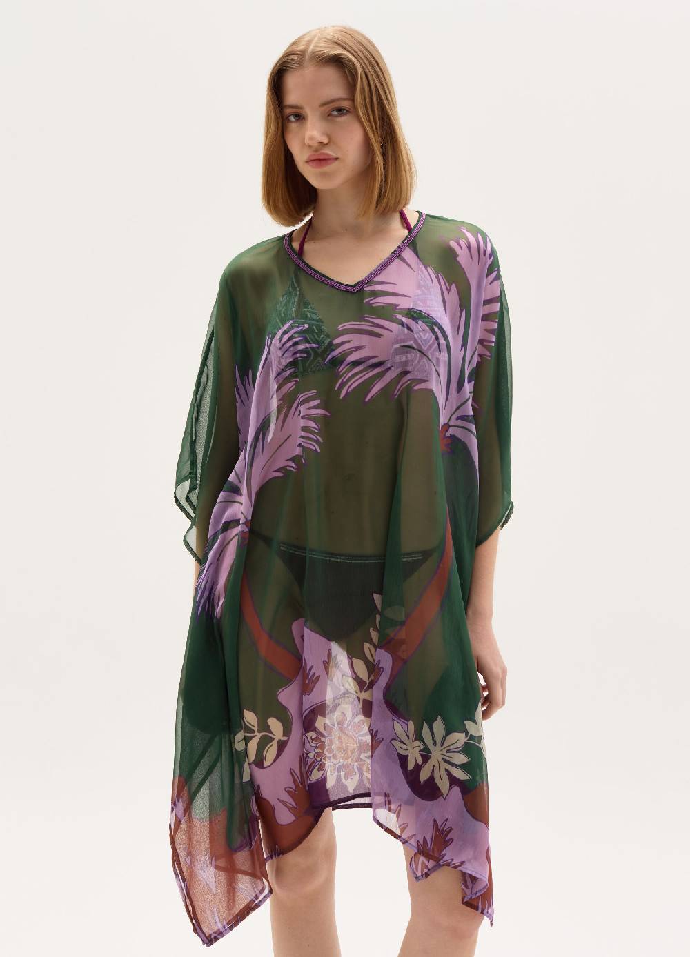 Ovs Poncho copri costume in chiffon con stampa Offerta settimanale