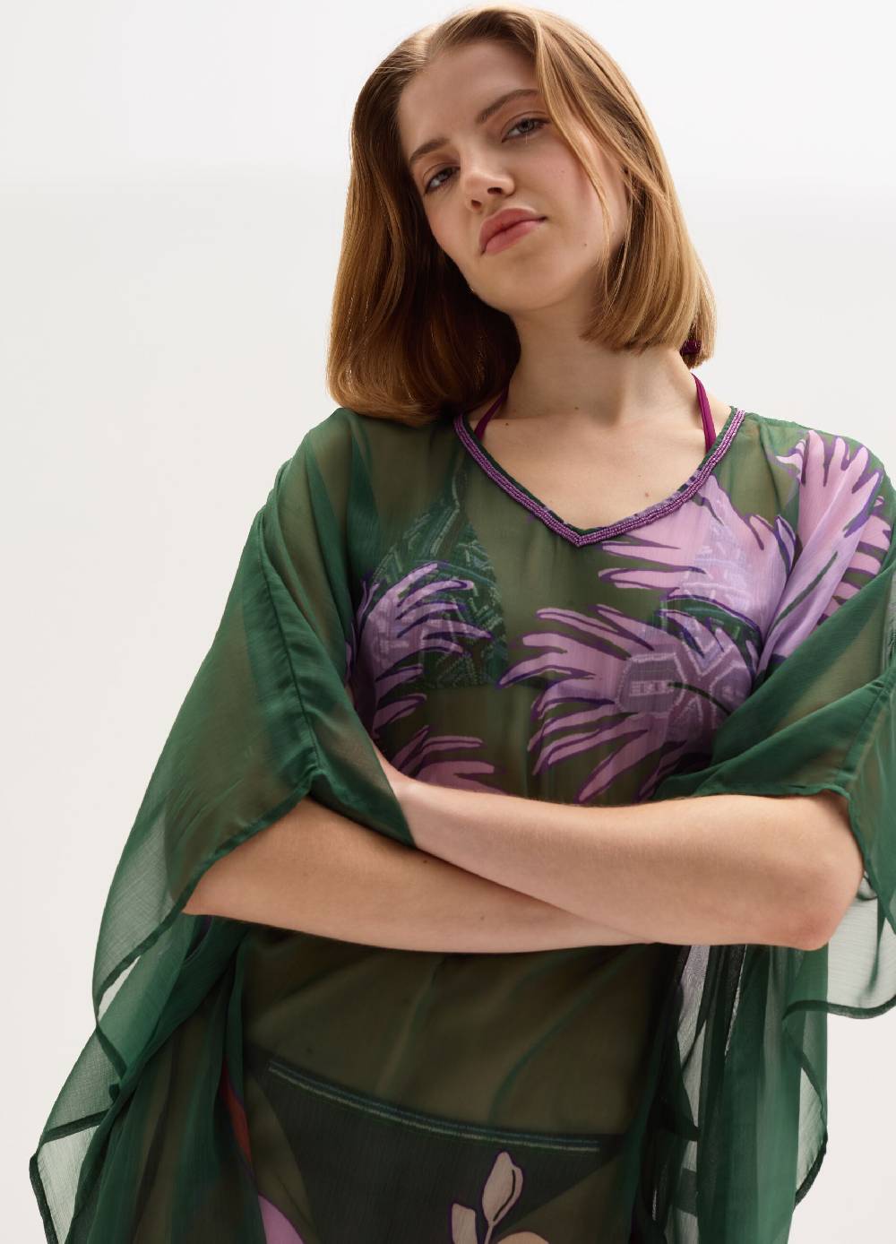 Ovs Poncho copri costume in chiffon con stampa Offerta settimanale