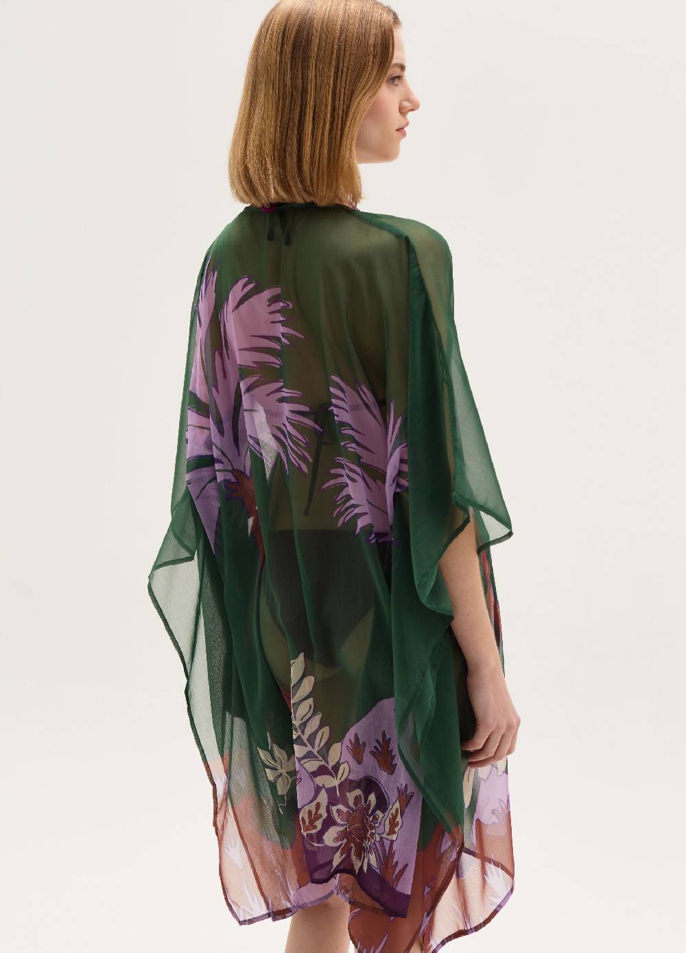 Ovs Poncho copri costume in chiffon con stampa Offerta settimanale