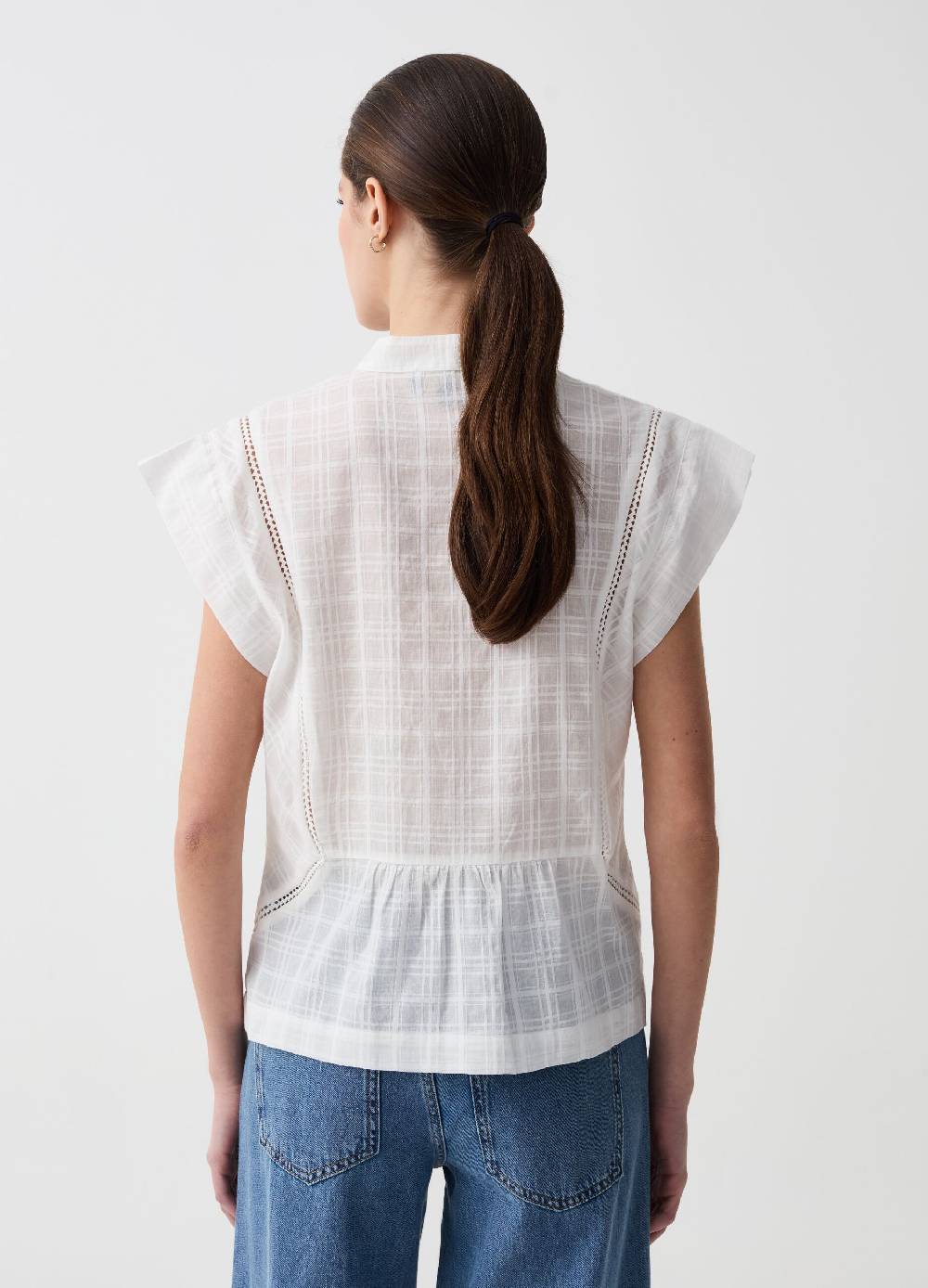 Ovs Blusa con disegno check e ricamo a giorno Promozione temporanea