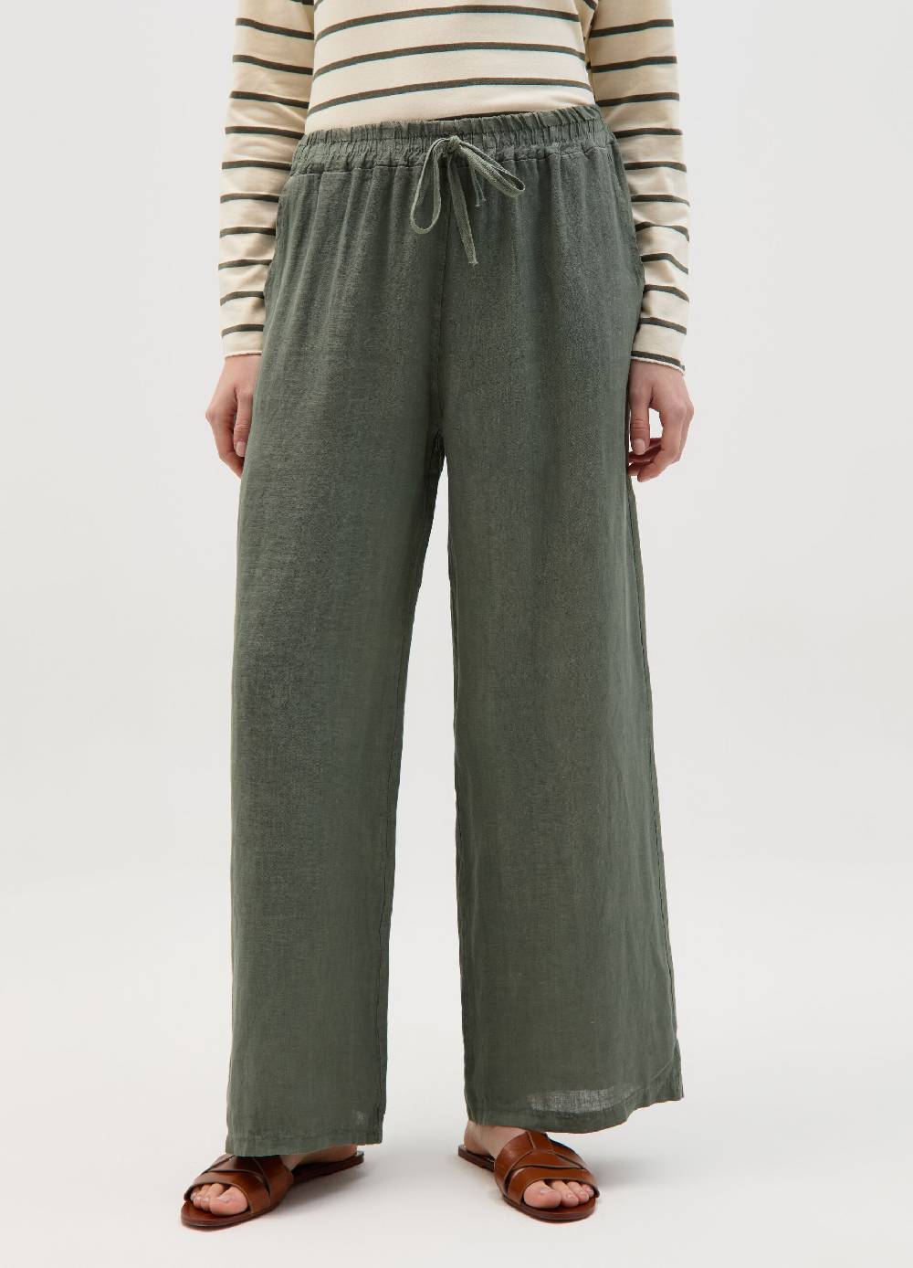 Ovs Joggers wide leg in lino con coulisse Only for today