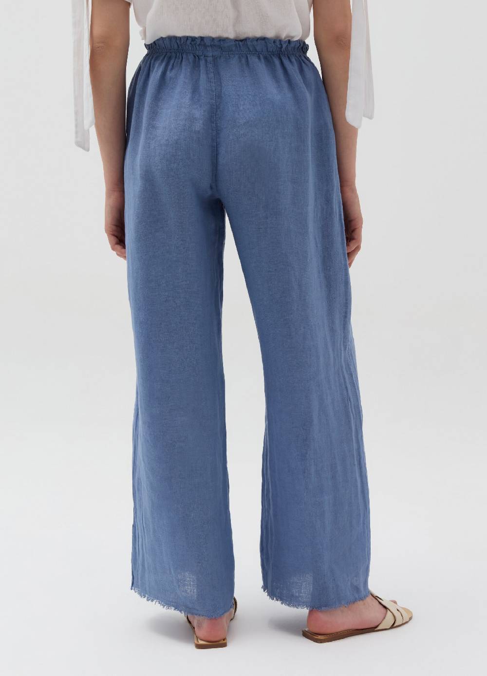 Ovs Pantalone wide leg sfrangiato in lino Discount Store per i nuovi prodotti