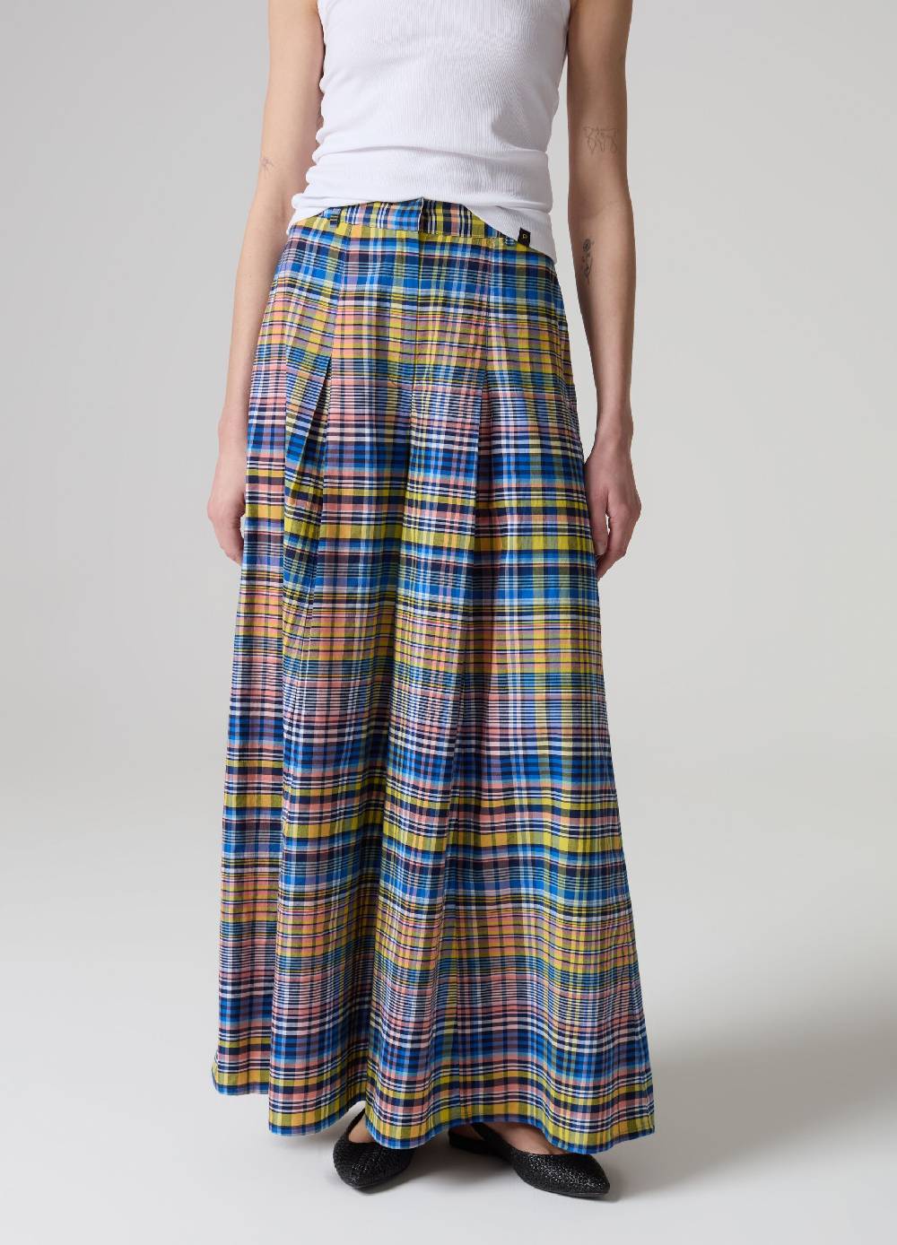 Ovs Pantalone flare fit wide leg fantasia check Black Friday Prezzi