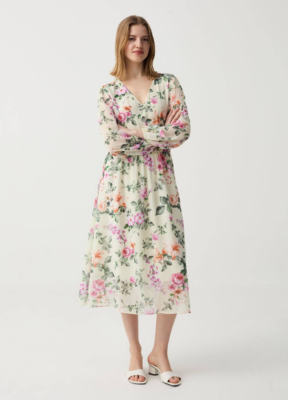 Ovs Abito lungo floreale con punto smock Offerta