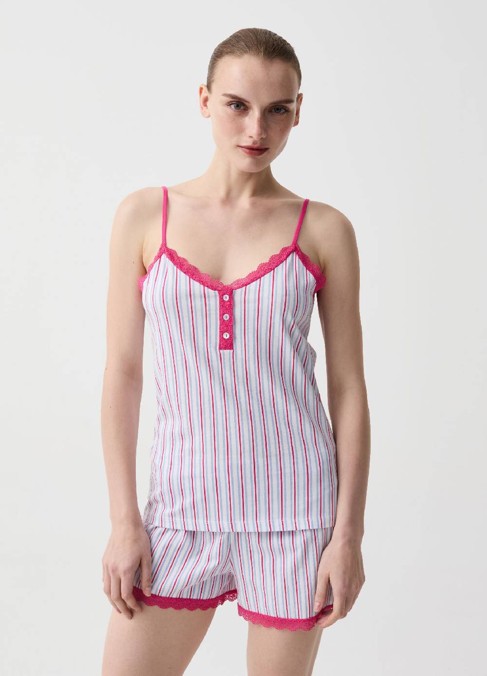 Ovs Shorts pigiama a righe con pizzo Saldi Di Fabbrica