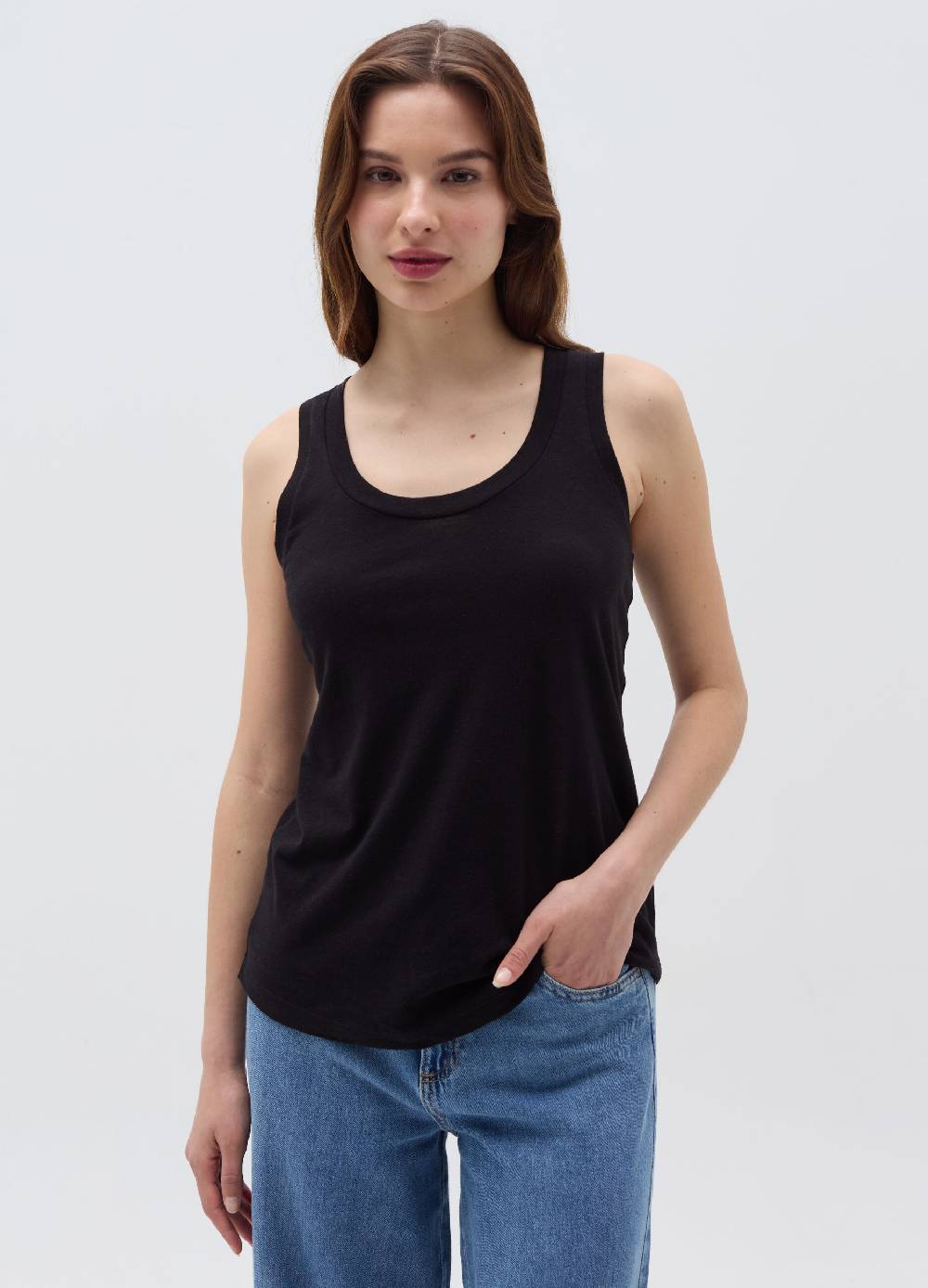 Ovs Tank top in lino e cotone con scollo rotondo Negozio