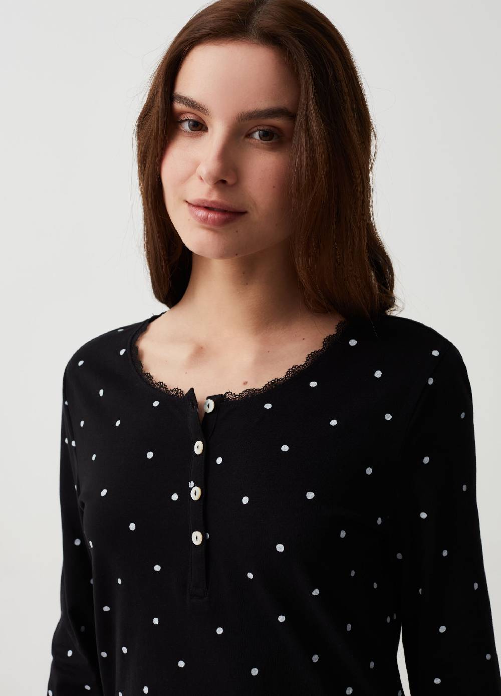 Ovs Camicia da notte a pois con scollo serafino Offerta migliore