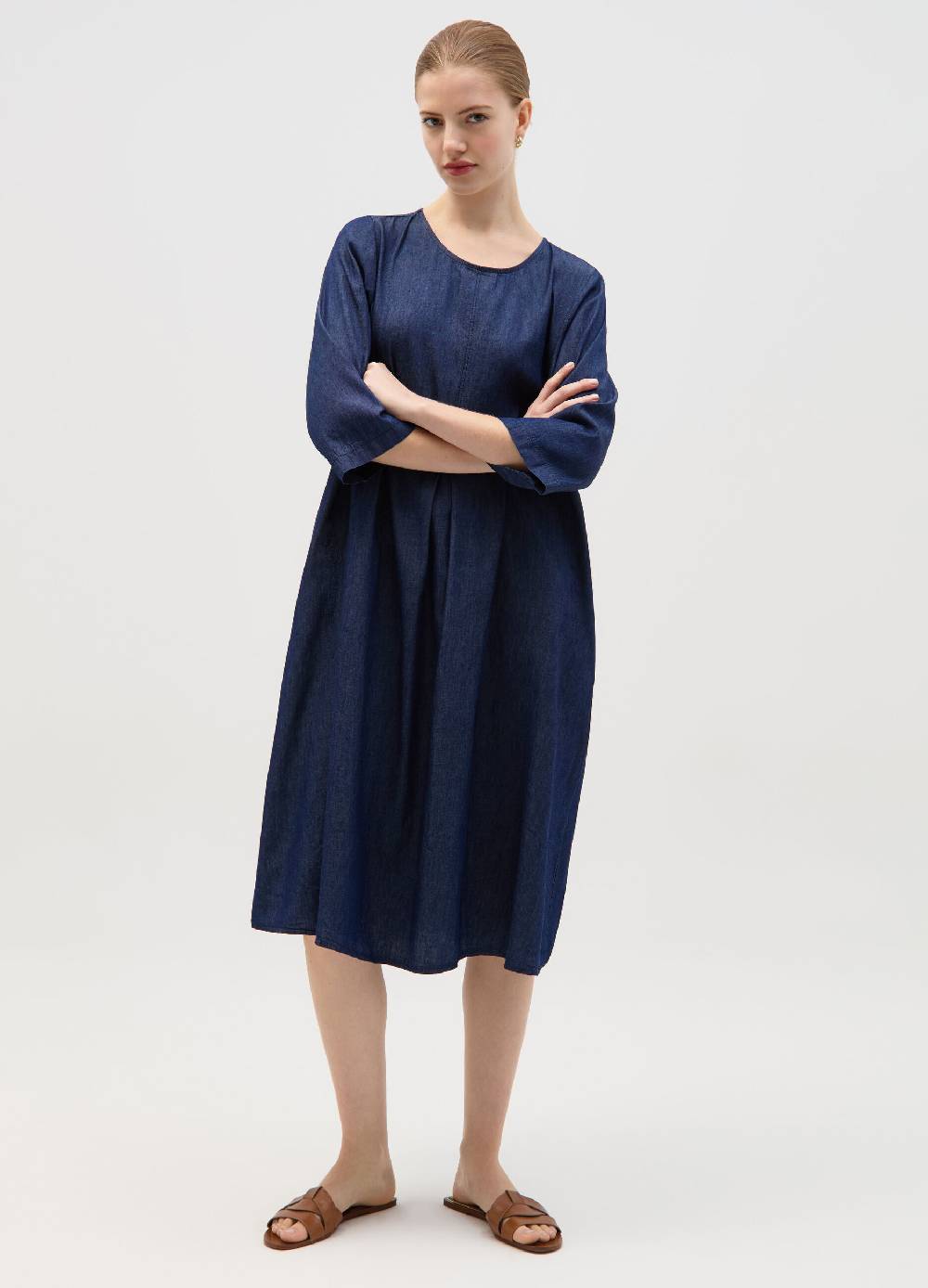 Ovs Vestito midi in denim con pince Ritorno libero