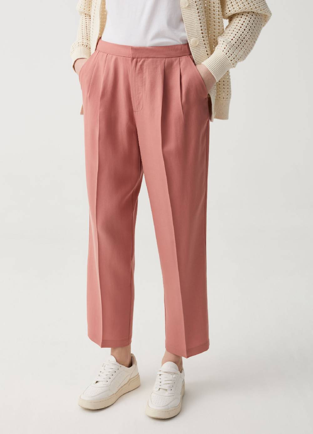 Ovs Pantaloni cropped a sigaretta con pinces In Vendita
