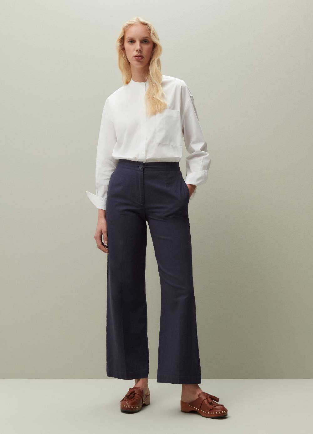 Ovs Pantaloni wide leg in lino e cotone Grande vendita