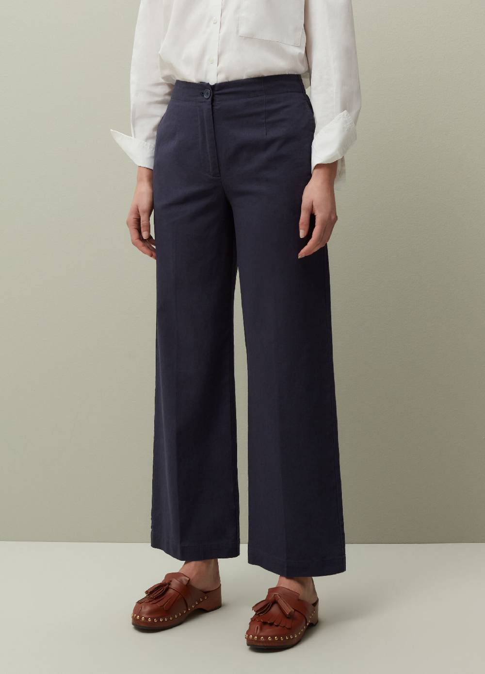 Ovs Pantaloni wide leg in lino e cotone Grande vendita