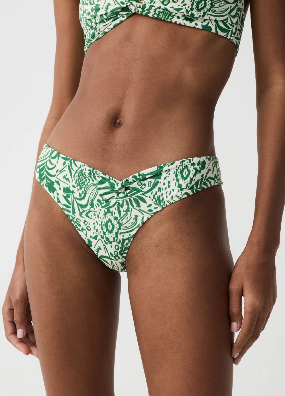 Ovs Slip bikini con nodo stampa foliage Latest fashion
