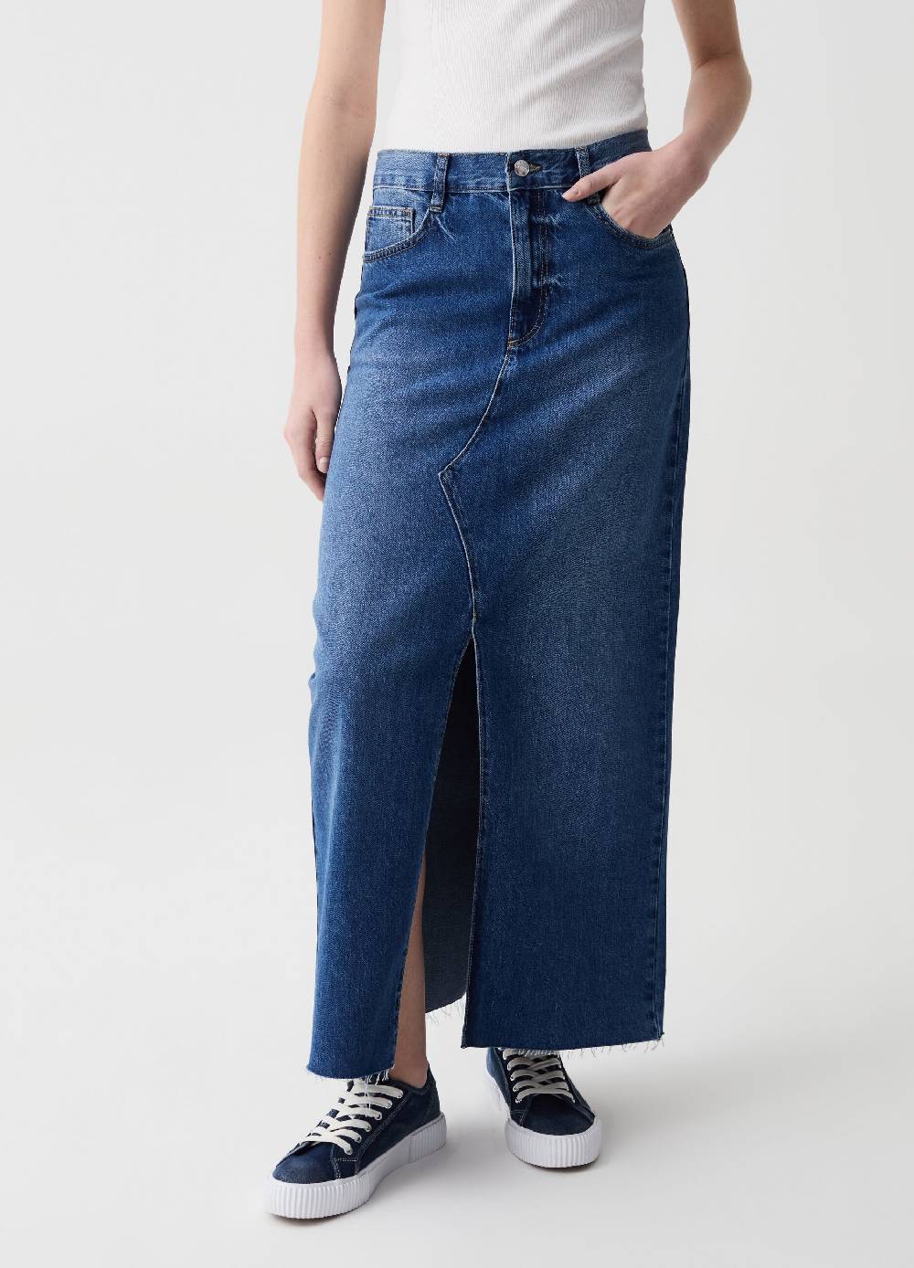 Ovs Gonna lunga in denim con orlo a vivo Bestseller