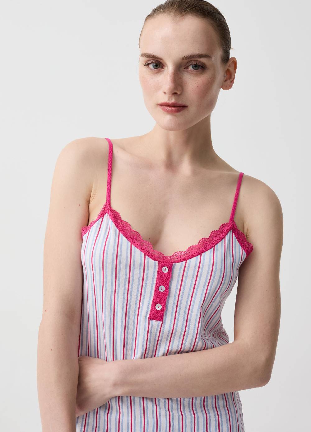 Ovs Top pigiama a righe con scollo serafino a V Prezzo basso