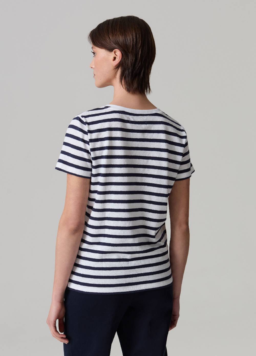 Ovs T-shirt in lino e cotone a righe scollo a V 50% di sconto con spedizione gratuita
