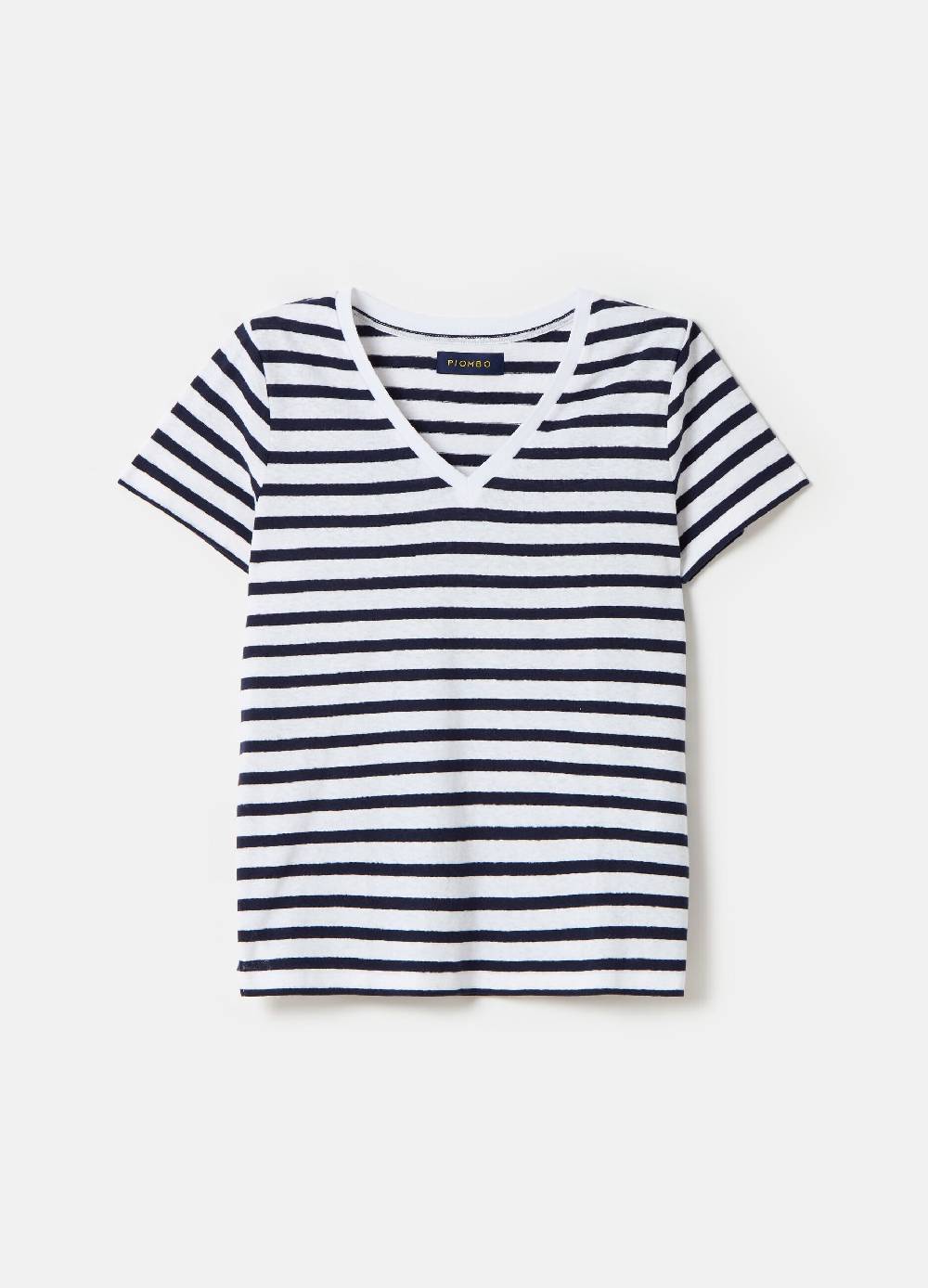 Ovs T-shirt in lino e cotone a righe scollo a V 50% di sconto con spedizione gratuita