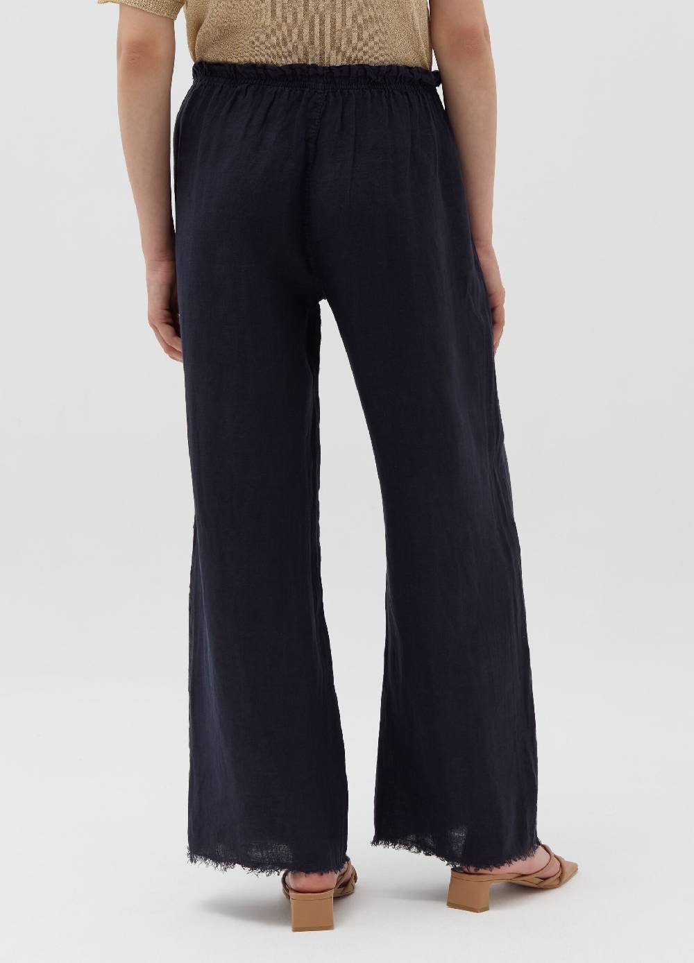 Ovs Pantalone wide leg sfrangiato in lino Esporta salva