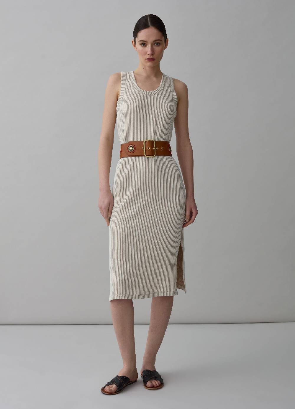 Ovs Vestito midi smanicato a righe sottili Nuovo