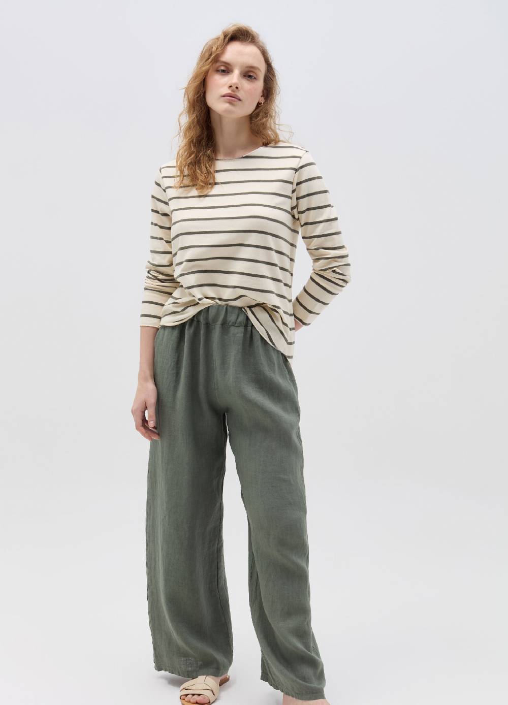 Ovs Pantalone palazzo wide leg in lino Pezzi Unici