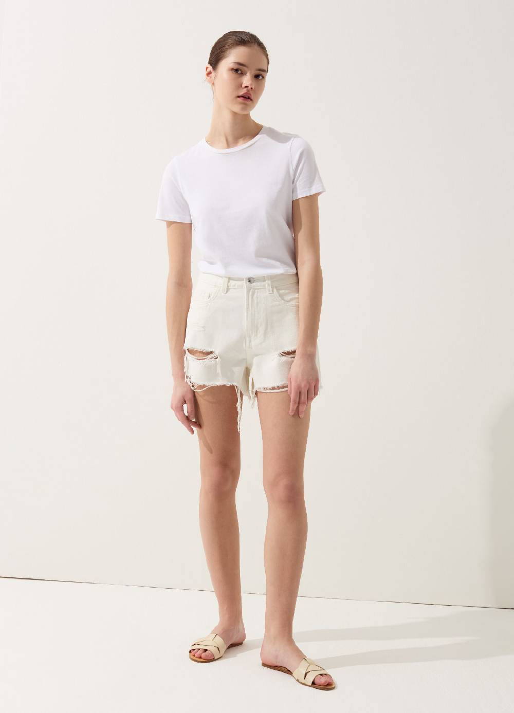Ovs Shorts in denim con strappi a vita alta Prezzo Ridotto