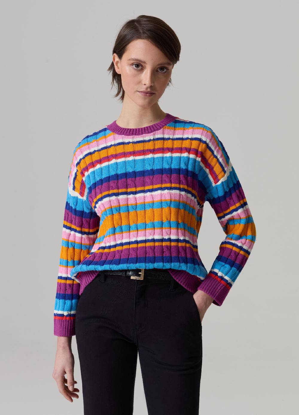 Ovs Pullover a righe con lavorazione a trecce Sottocosto