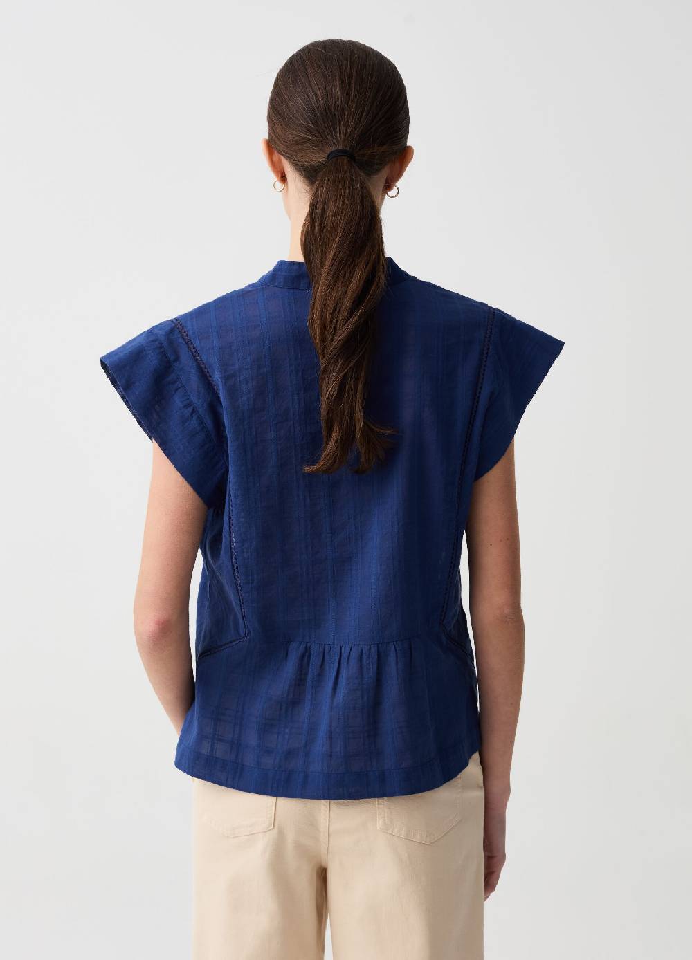 Ovs Blusa con disegno check e ricamo a giorno Presa