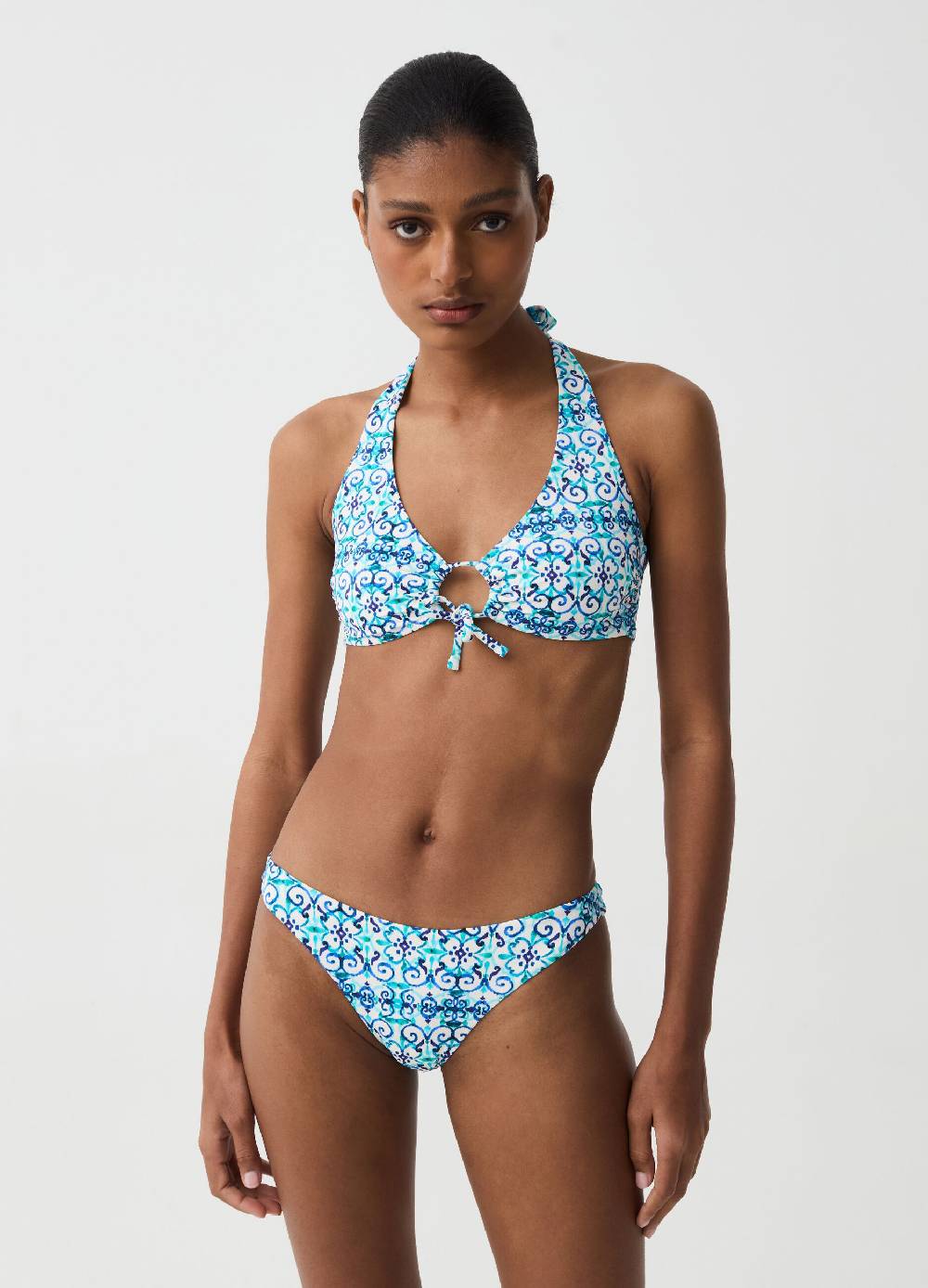 Ovs Top bikini con anello stampa maiolica Online