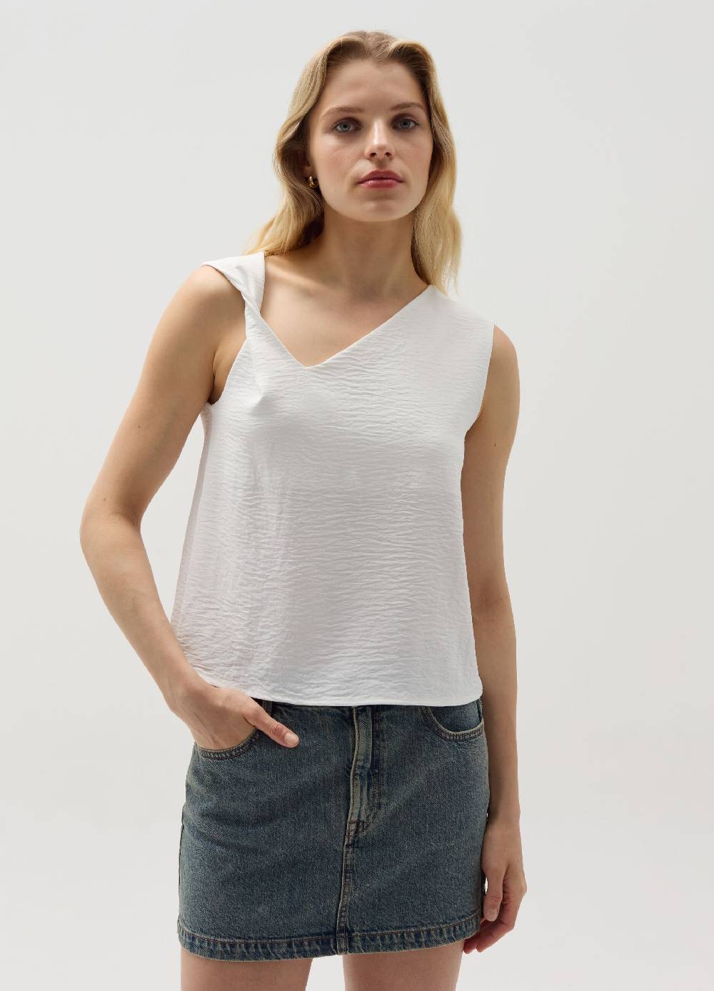 Ovs Tank top in crêpe scollo asimmetrico Saldi