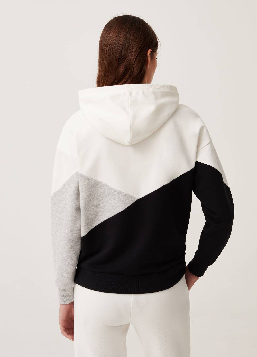 Ovs Felpa Fitness color block con cappuccio Saldi Di Fabbrica