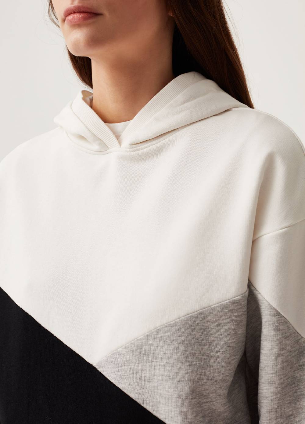 Ovs Felpa Fitness color block con cappuccio Saldi Di Fabbrica
