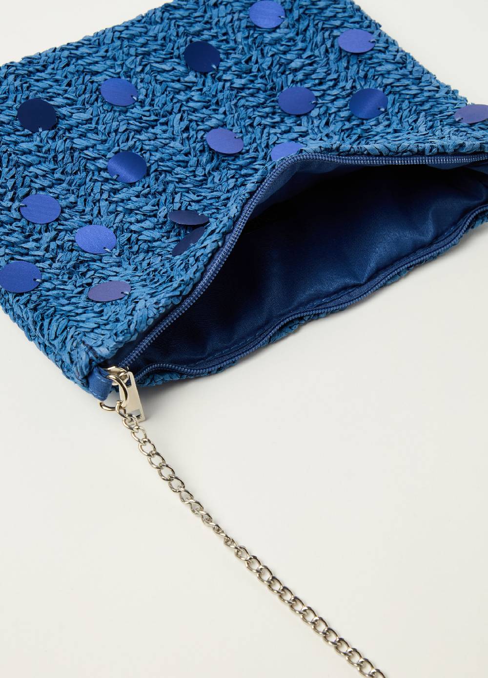 Ovs Pochette in rafia con paillettes Smaltimento dello stoccaggio