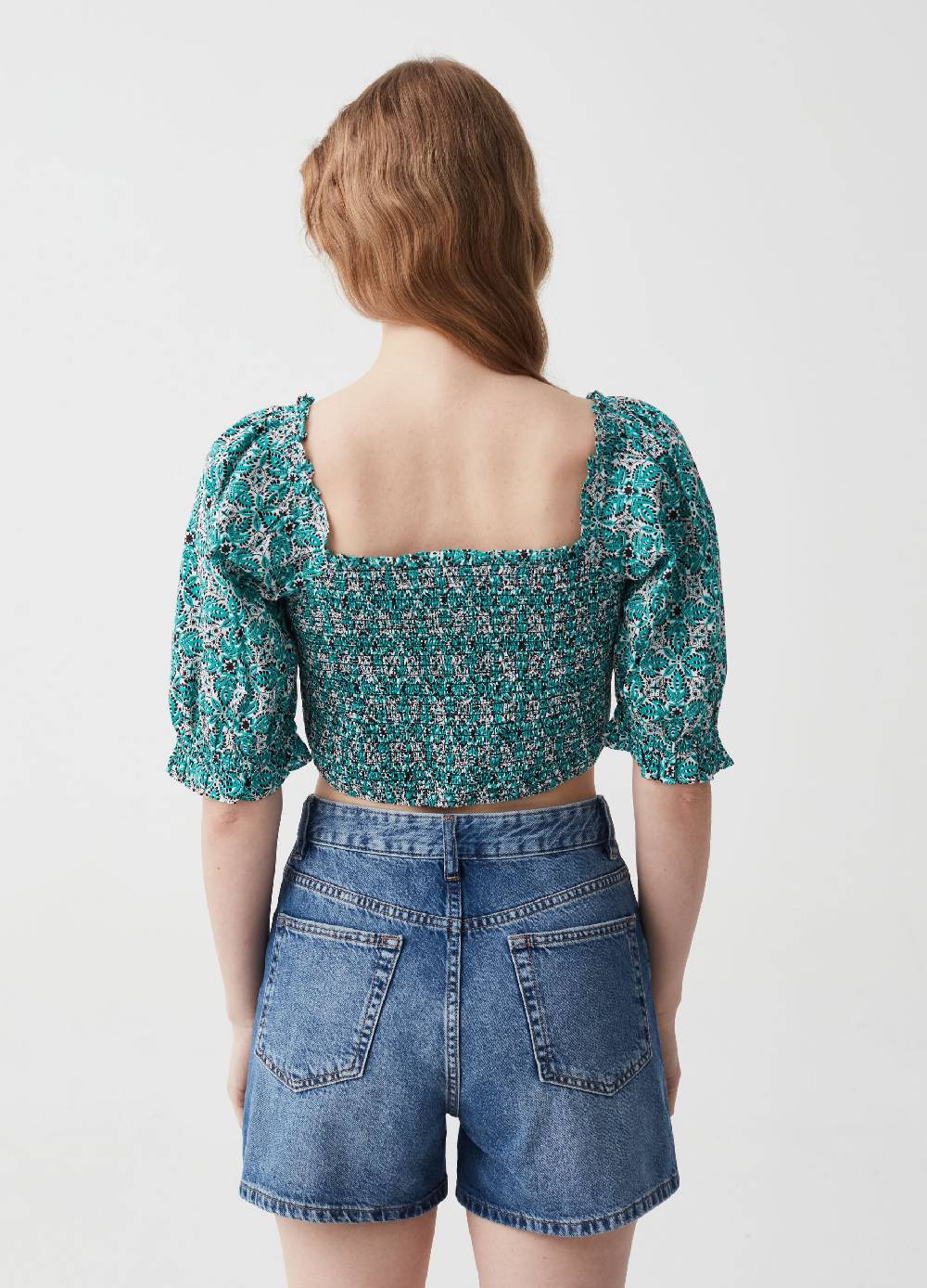 Ovs Crop top in punto smock stampa paisley Offerta temporanea