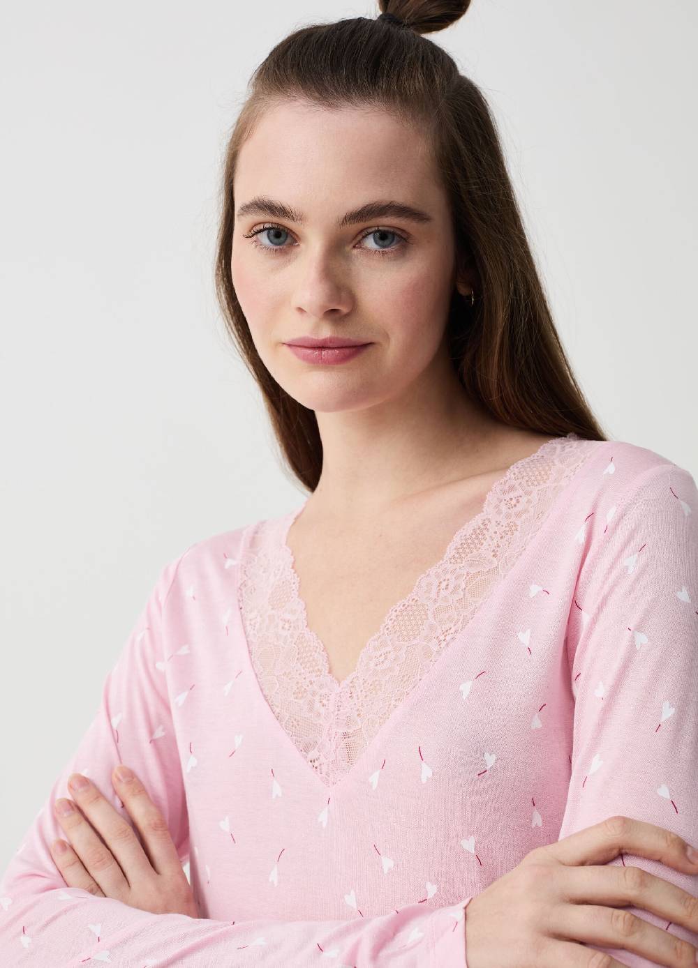 Ovs Camicia da notte con pizzo fantasia cuori Bestseller