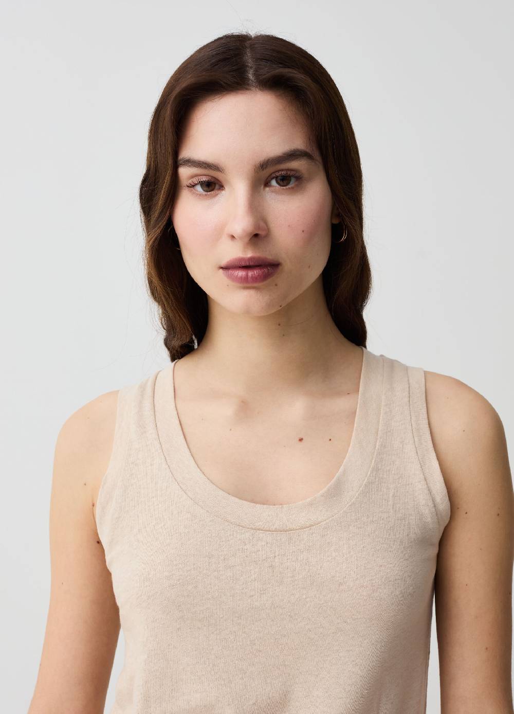 Ovs Tank top in lino e cotone con scollo rotondo Offerte giornaliere