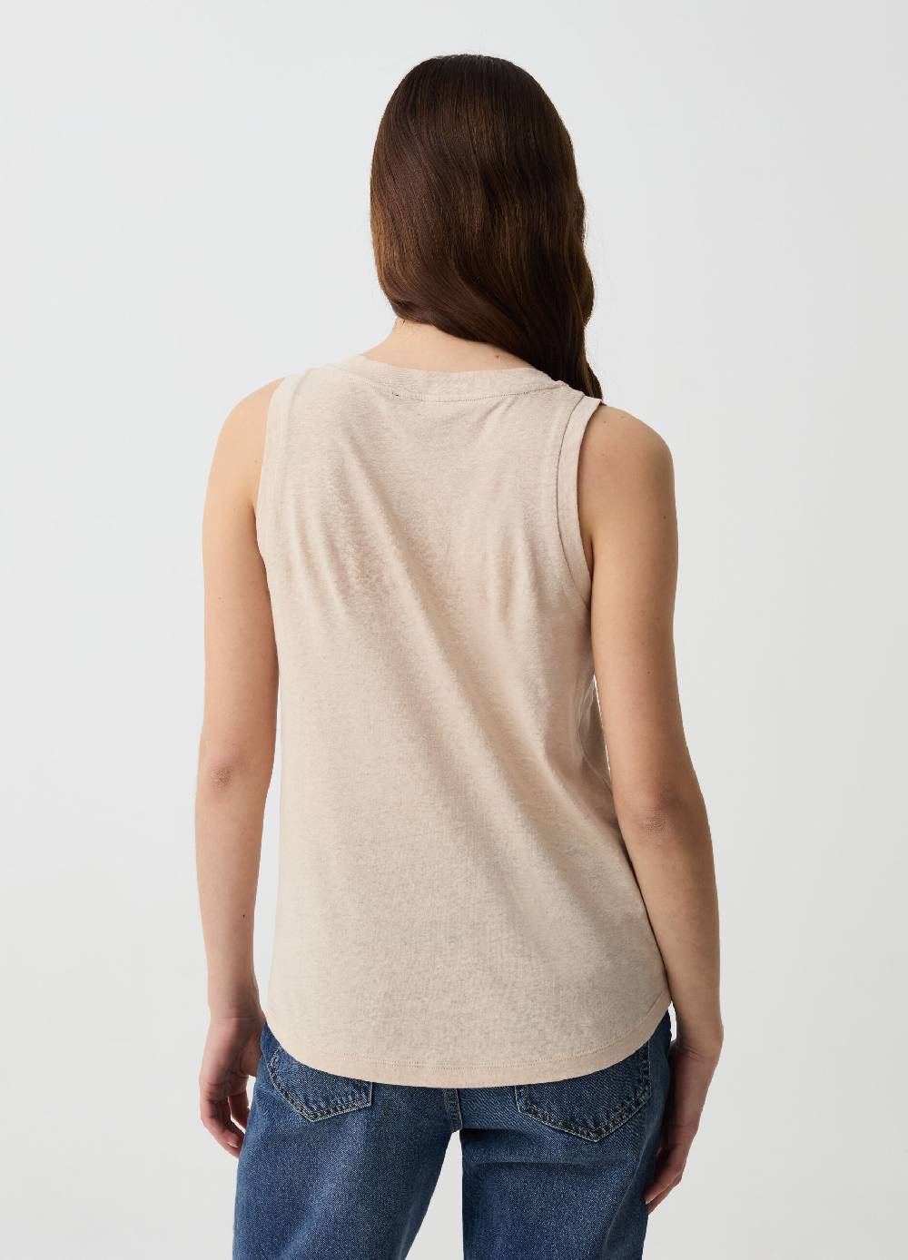 Ovs Tank top in lino e cotone con scollo rotondo Offerte giornaliere