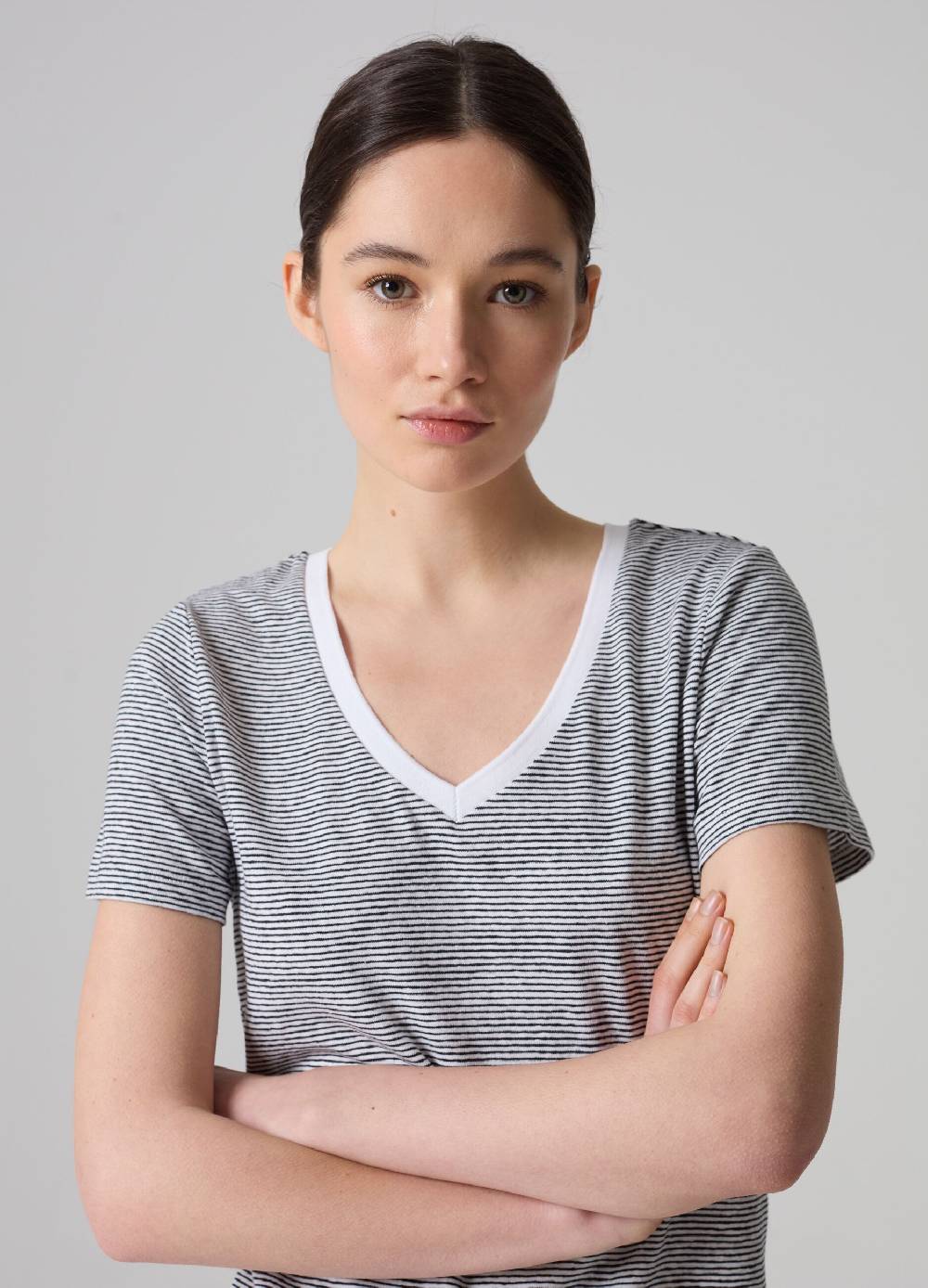 Ovs T-shirt a righe in lino e cotone elasticizzato Promozione temporanea
