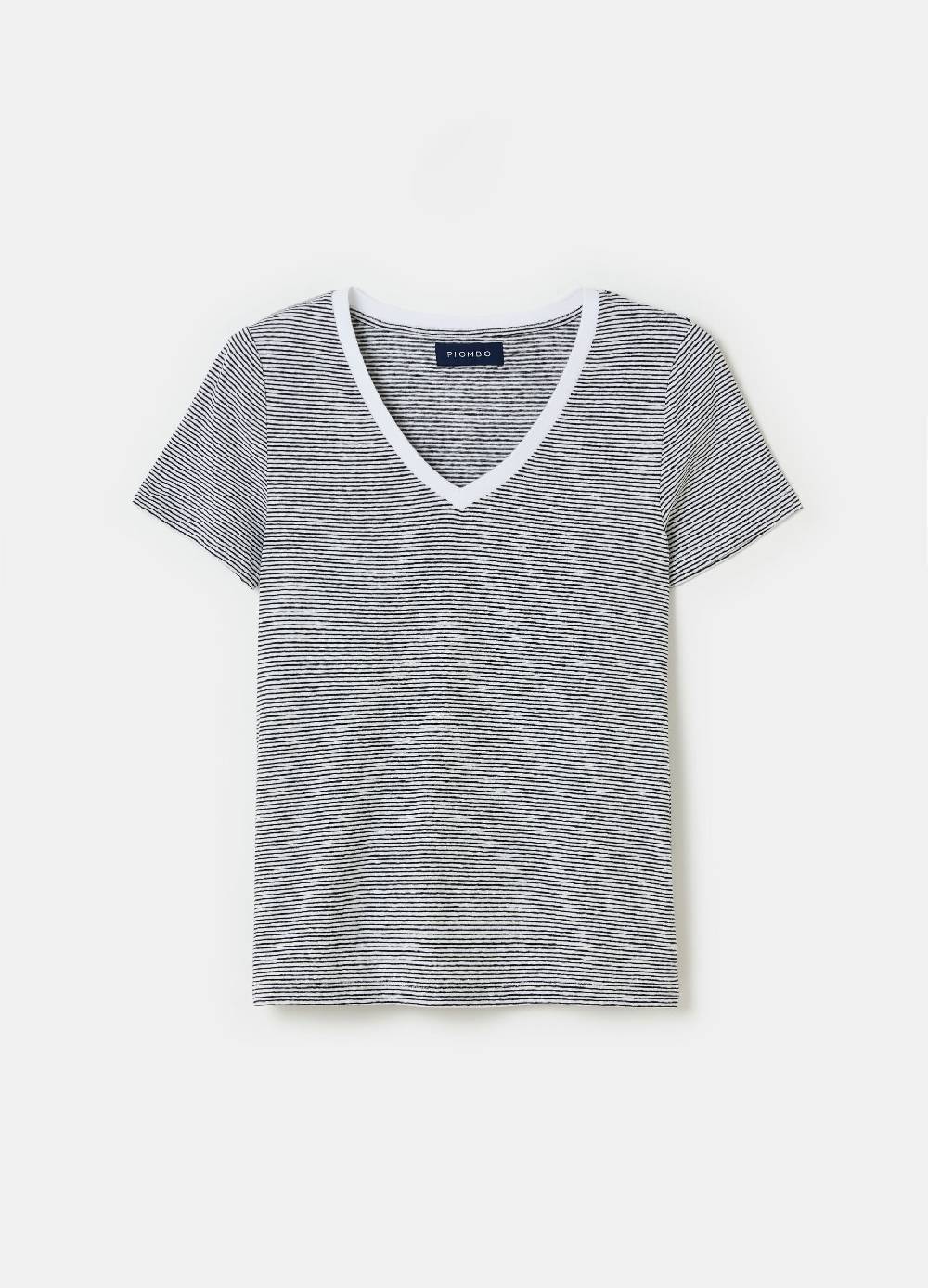 Ovs T-shirt a righe in lino e cotone elasticizzato Promozione temporanea
