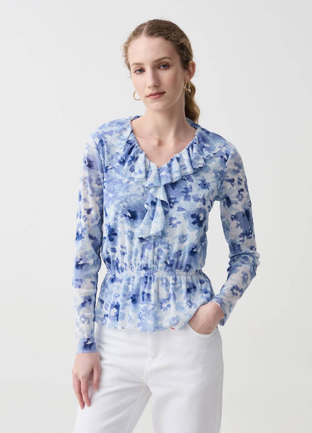 Ovs T-shirt floreale in mesh con volant Offerta speciale della fabbrica