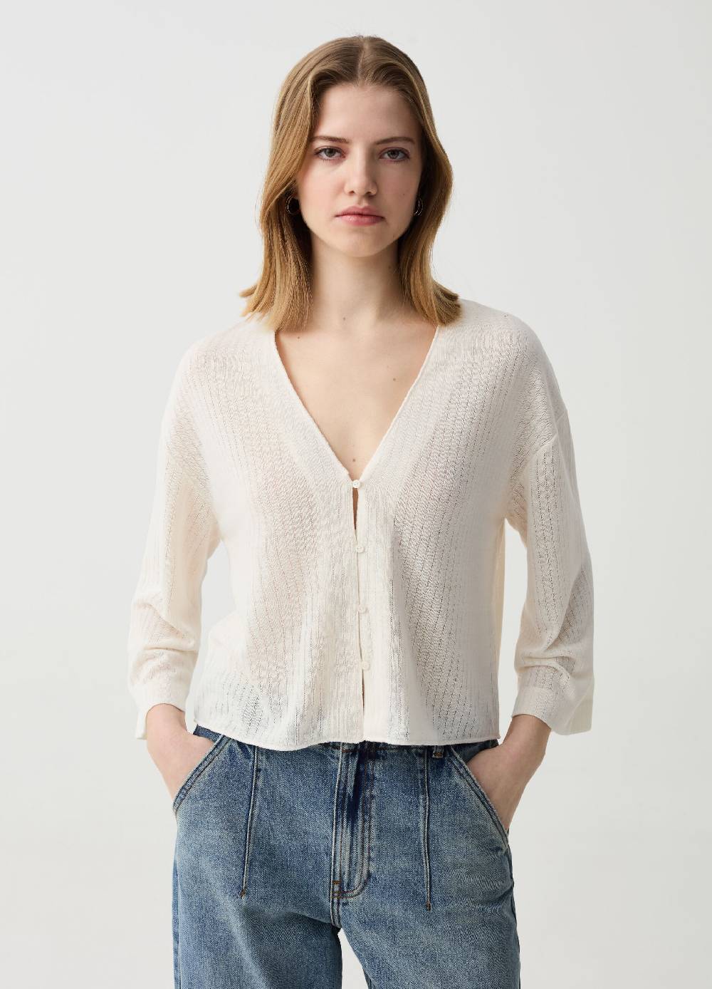 Ovs Cardigan a coste piatte con scollo a V Consegna Veloce