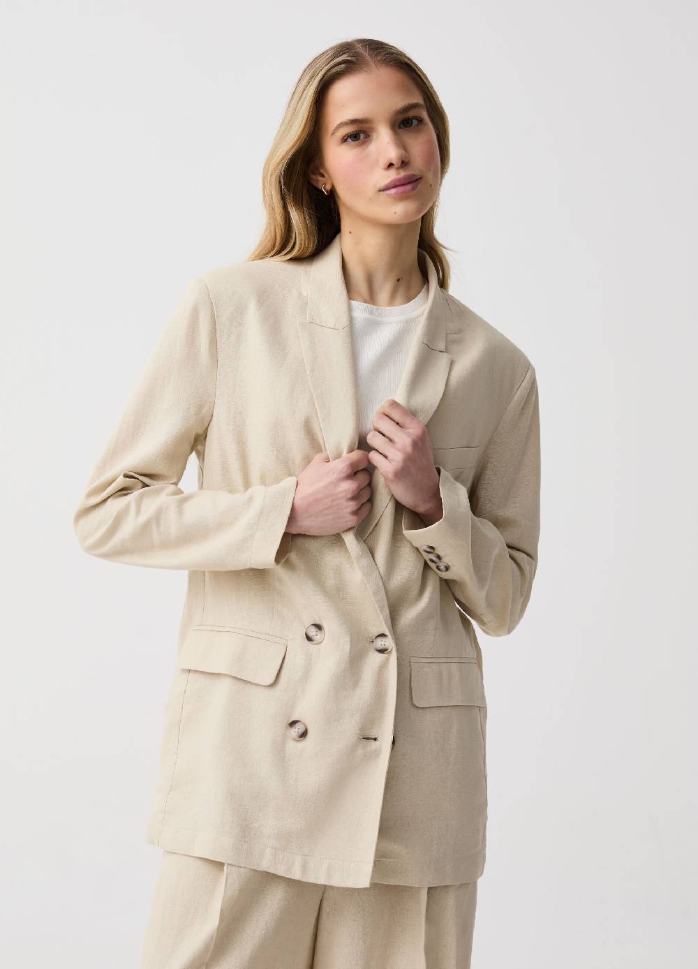 Ovs Blazer relaxed fit in lino e viscosa Convenienza
