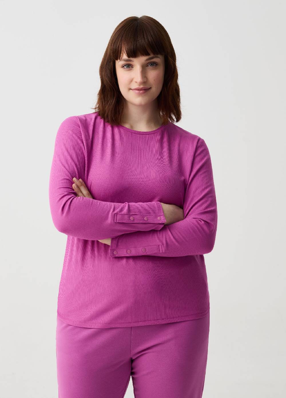 Ovs T-shirt a maniche lunghe con bottoni Curvy Online
