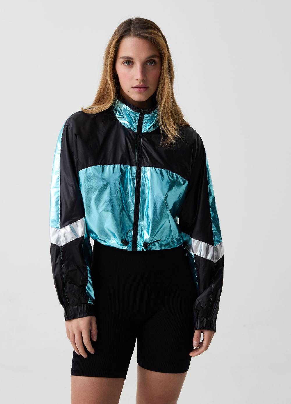 Ovs Giacca crop in nylon effetto metallizzato B.ANGEL X MARE FUORI Offerte